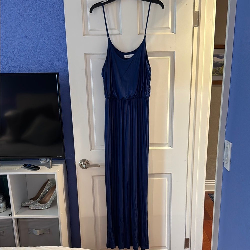 All in Favor Blue Spaghetti Strap Maxi Sundress